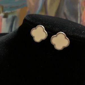 Nordstrom Jewelry - White & silver clover enamel post back earrings Nordstrom Jewelry - White & silver clover enamel post back earrings
